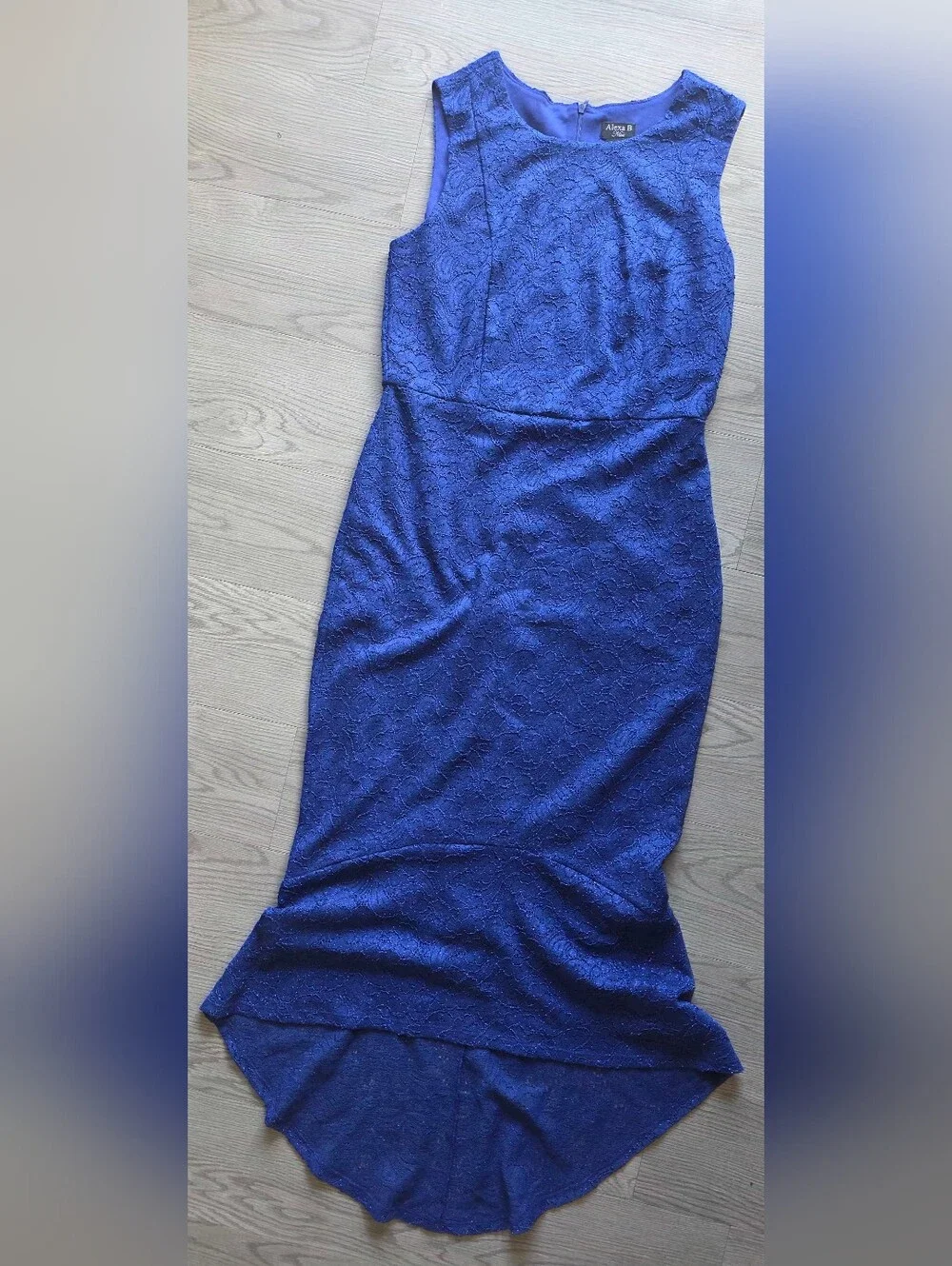 NWT Alexa B Nites Royal Blue Lace Glitter High-Low Mermaid Dress Size 12 - Picture 2 of 8